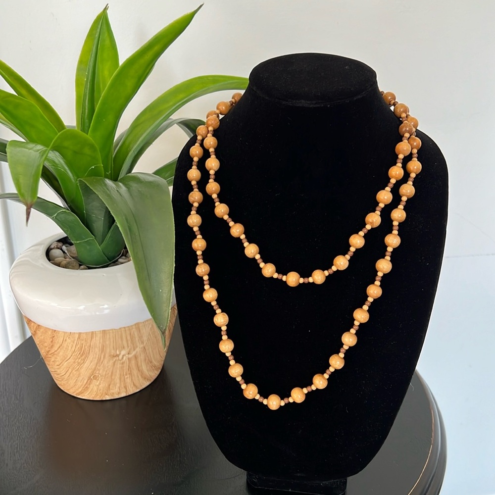 Gorgeous Wooden Boho Bohemian Style Beaded Necklace, Excellent Condition